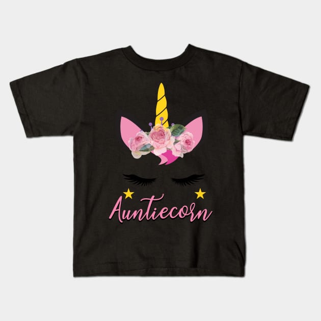 Womens Auntiecorn T Shirt Cute Gift for Aunt Auntie Unicorn Lover Kids T-Shirt by Simpsonfft